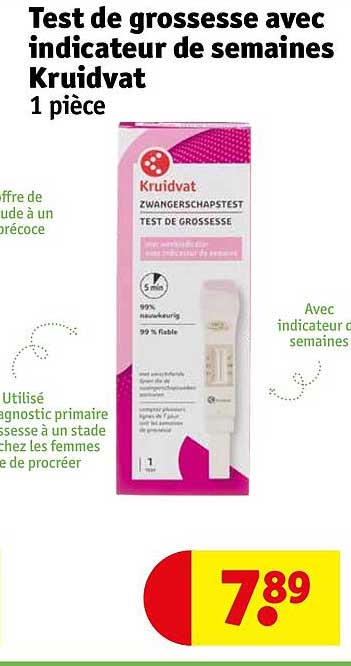 test de grossesse avec indicateur de semaines kruidvat 1 pièce