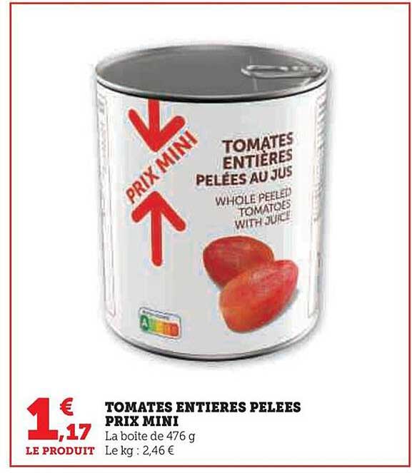 tomates entieres pelees prix mini