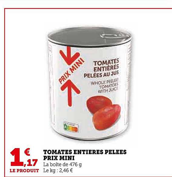 tomates entières pelées prix mini