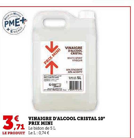 vinaigre d'alcool cristal 10° prix mini