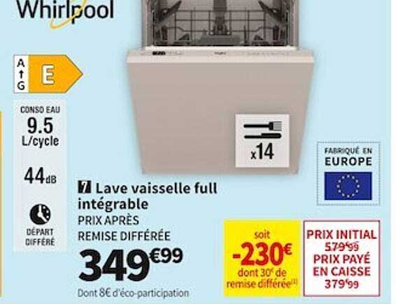 whirlpool lave vaisselle full intégrable