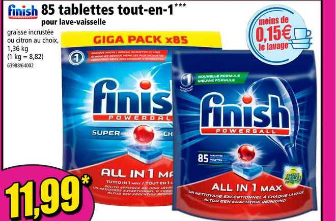 85 tablettes tout-en-1 pour lave-vaisselle finish