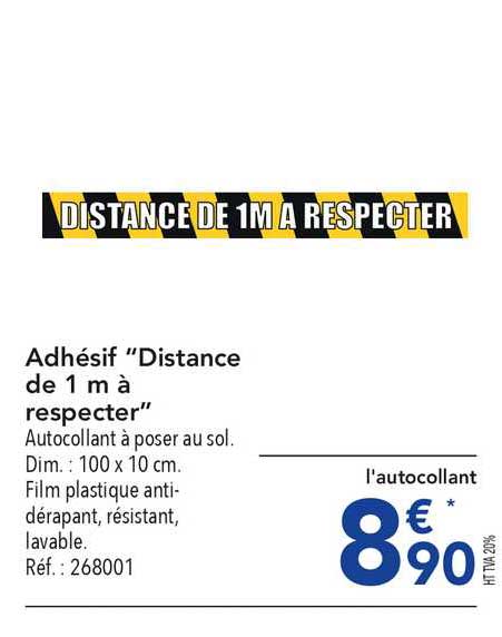 adhésif "distance de 1 m à respecter"