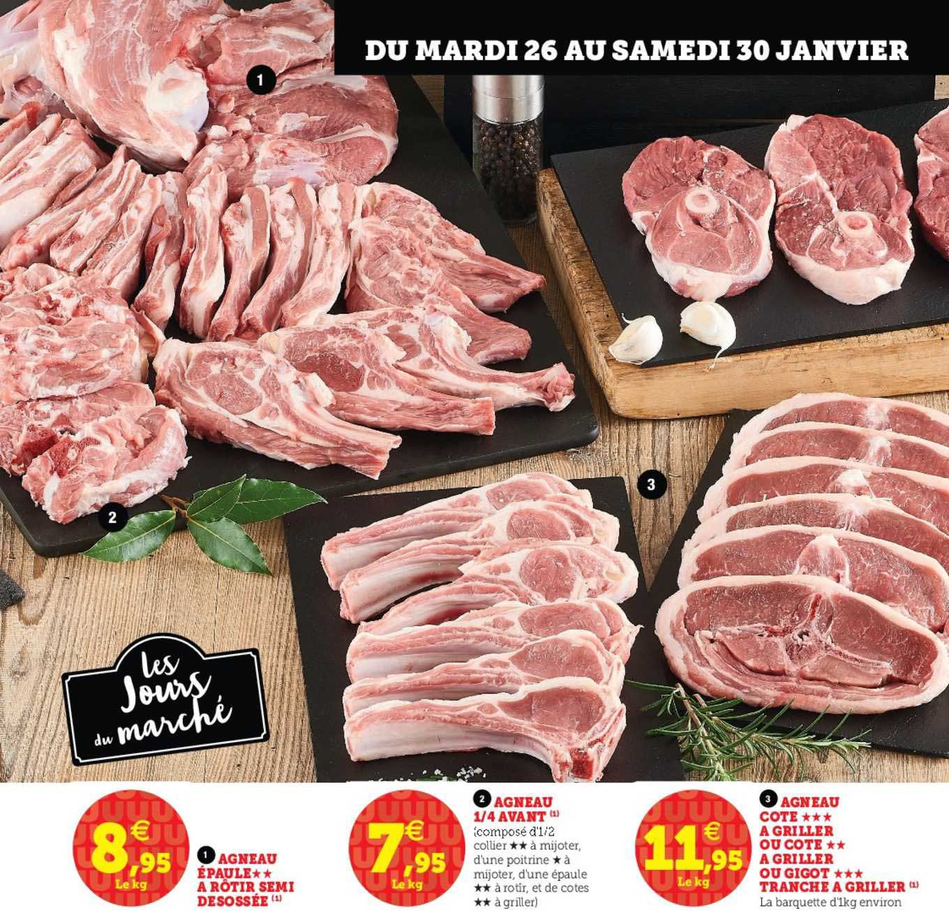 agneau épaule à rôtir semi désossée, agneau 1-4 avant, agneau côte à griller ou gigot tranché à griller