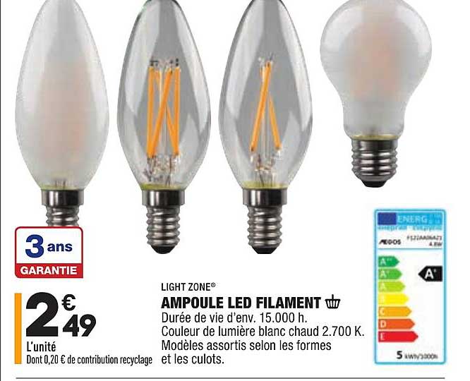 ampoule led filament light zone