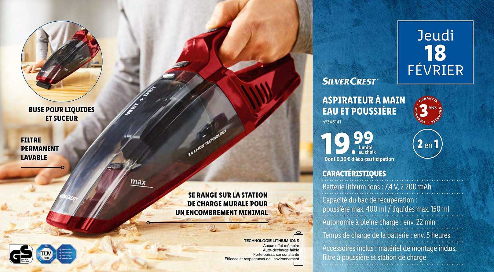 Aspirateur à Main Eau Et Poussière Silver Crest