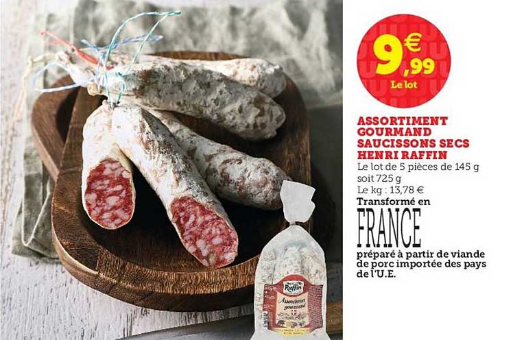 assortiment gourmand saucissons secs henri raffin