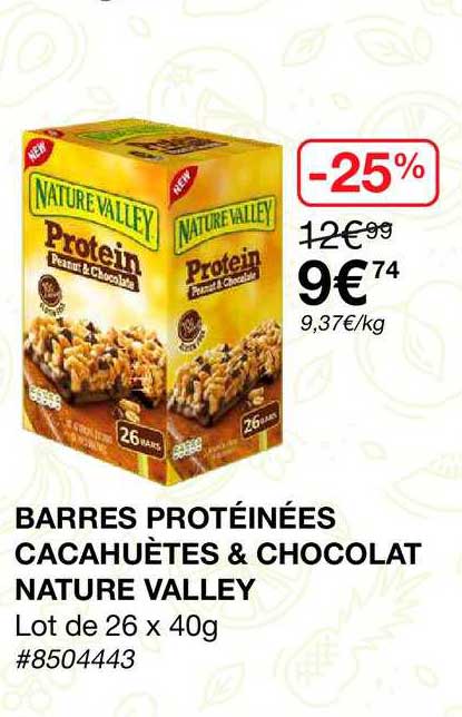 barres protéinées cacahuètes & chocolat nature valley