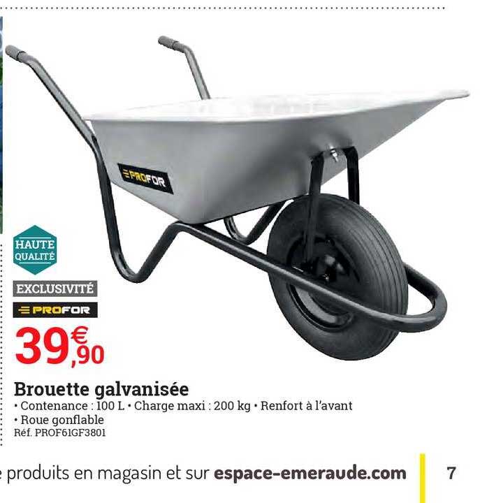 brouette galvanisée profor