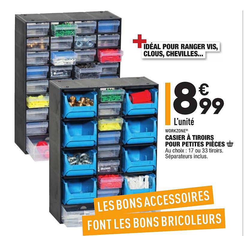 casier à tiroirs pour petites pièces workzone