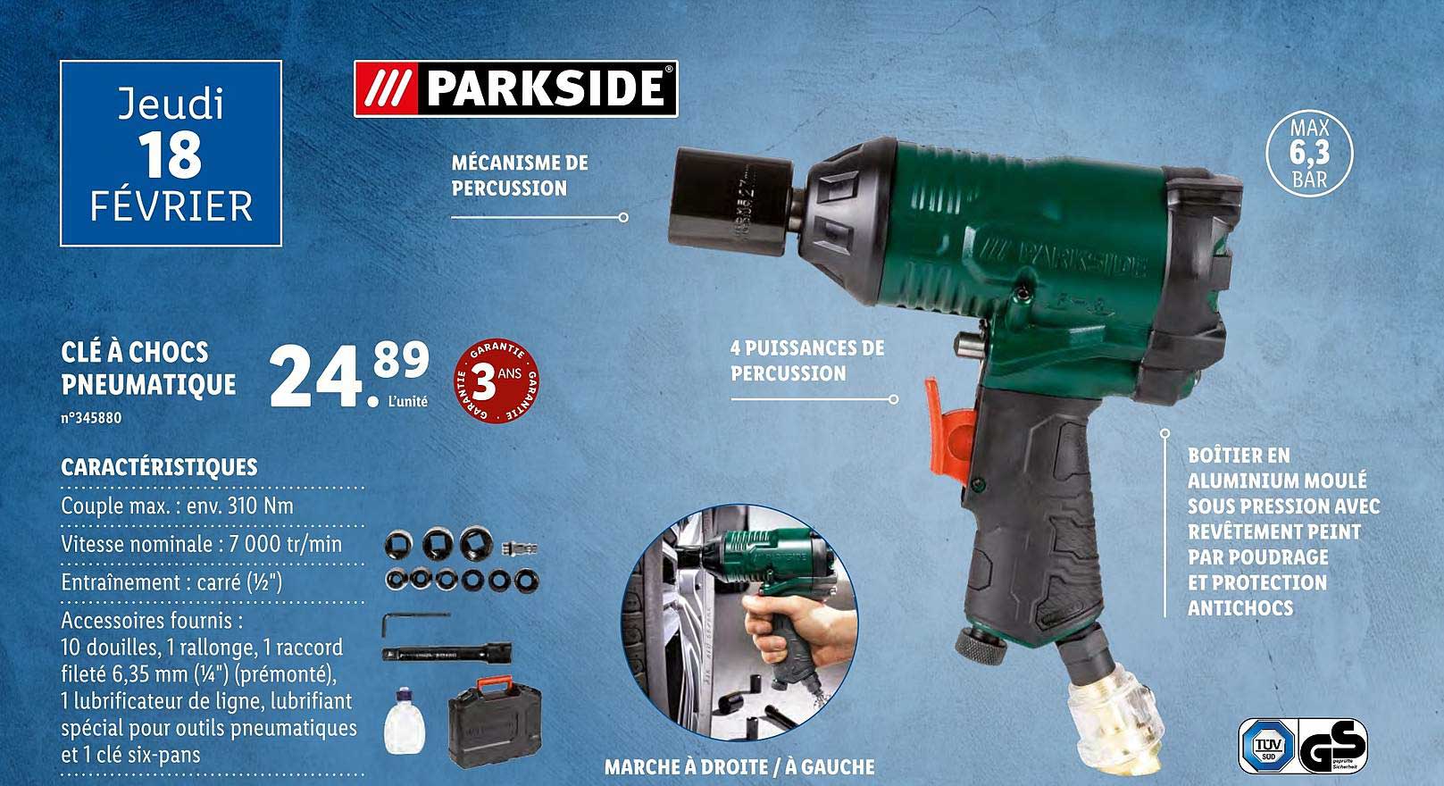 clé à chocs pneumatique parkside