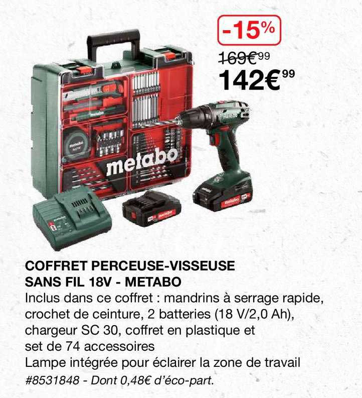 Coffret Perceuse-visseuse Sans Fil 18v - Metabo