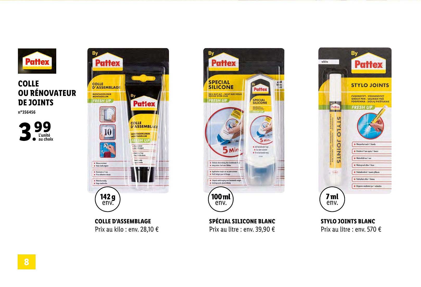 colle ou rénovateur de joints pattex