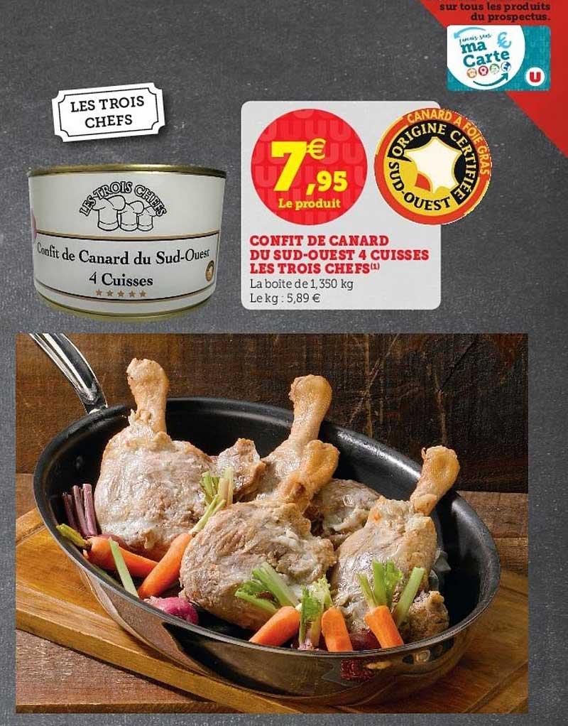 confit de canard du sud-ouest 4 cuisses les trios chefs