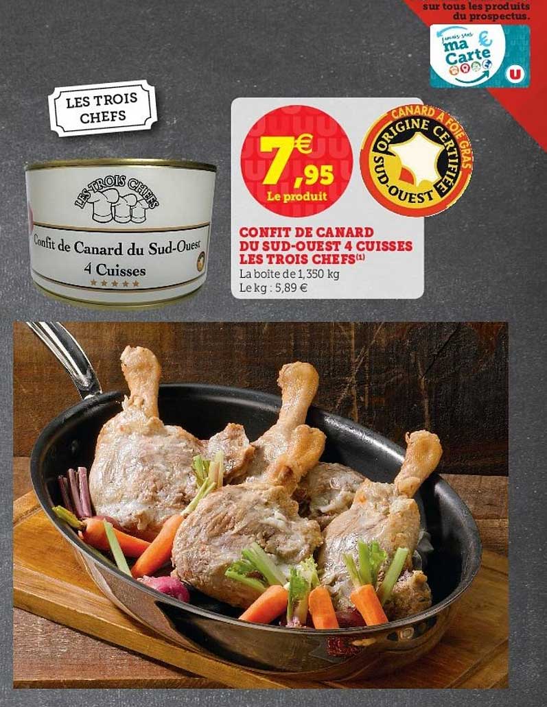 confit de canard du sud-ouest 4 cuisses les trois chefs