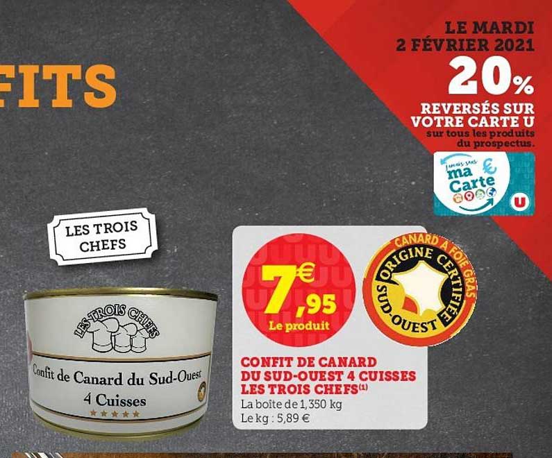 confit de canard du sud-ouest 4 cuisses les trois chefs