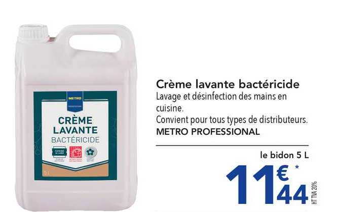 crème lavante bactéricide metro professional