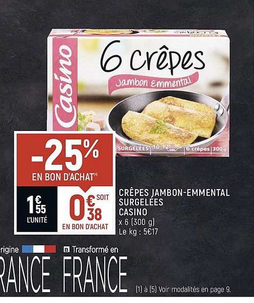 Crêpes Jambon Emmental Surgelées Casino