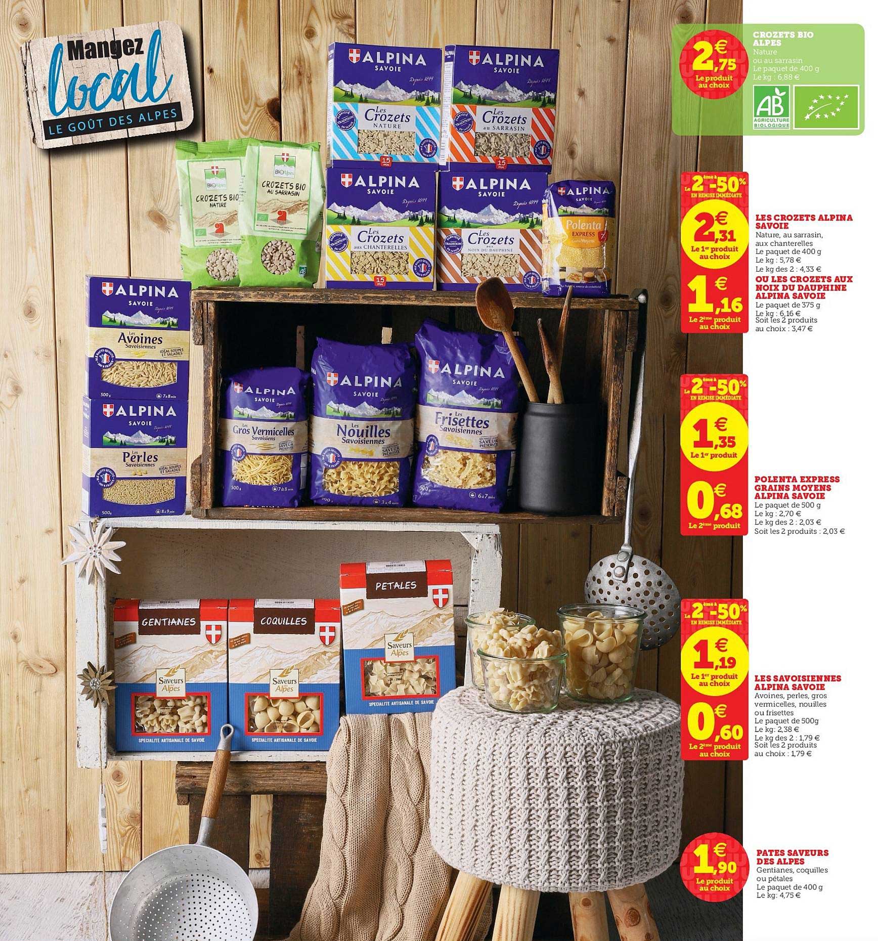 crozets bio alpes, les crozets alpina savoie, les crozets aux noix de dauphine alpina savoie , polenta express grains moyens, les savoisiennes, pâtes saveurs des alpes