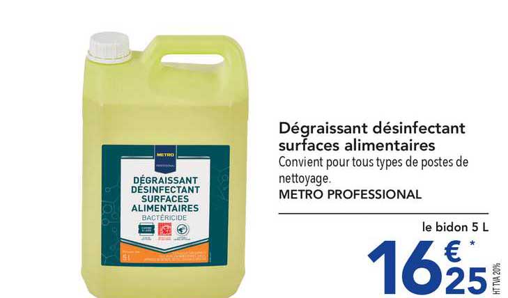 dégraissant désinfectant surfaces alimentaires