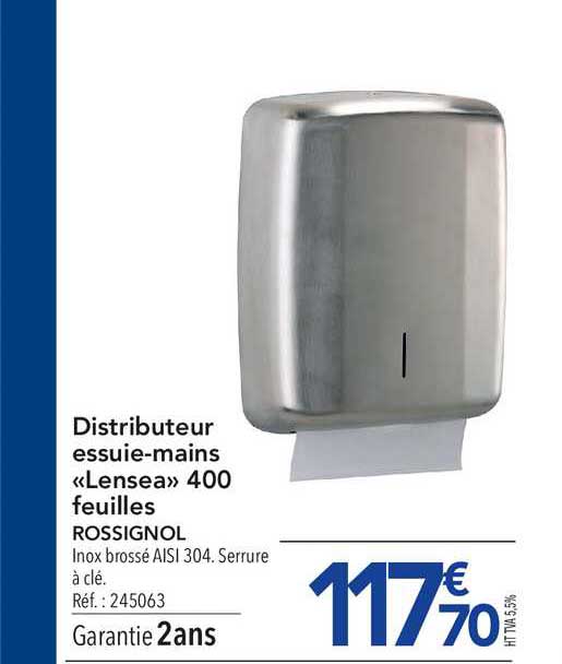 distributeur essuie-mains "lensea" 400 feuilles ossignol