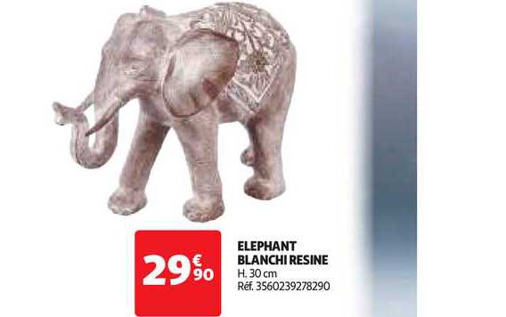 éléphant blanchi résine