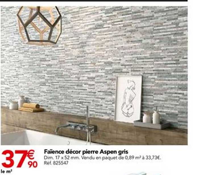 faïence décor pierre aspen gris