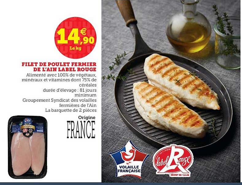 filet de poulet fermier de l'ain label rouge