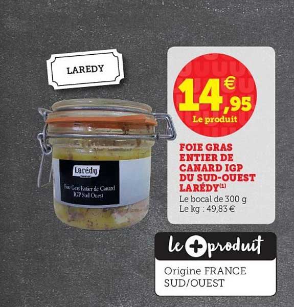 foie gras entier de canard igp du sud-ouest larédy