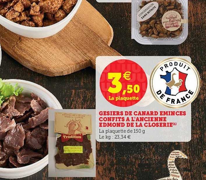 gesiers de canard émincés confits à l'ancienne edmond de la closerie