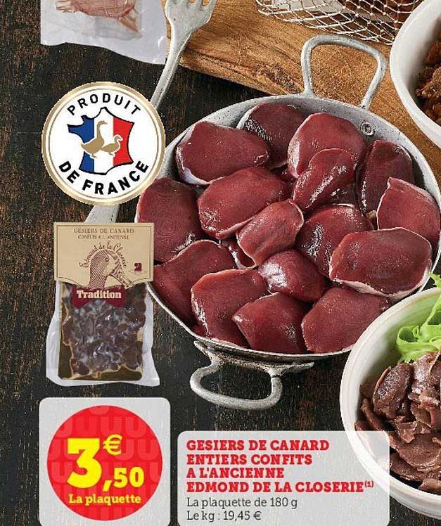 gésiers de canard entiers confits à l'ancienne edmond de la closerie