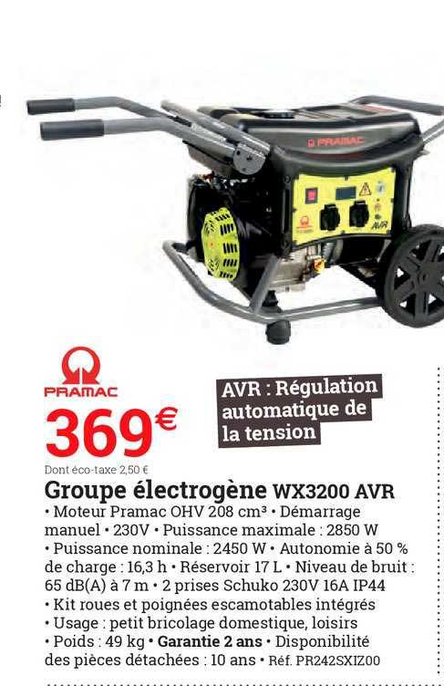 groupe électrogène wx3200 avr pramac