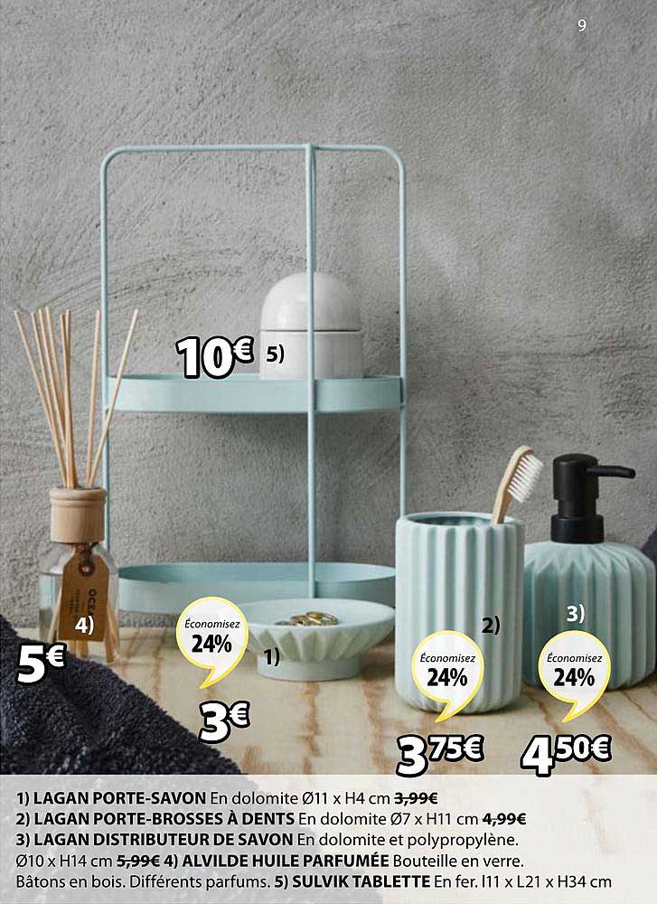 lagan porte-savon, lagan porte-brosses à dents, lagan distributeur de savon, alvilde huile parfumé, sulvik tablette