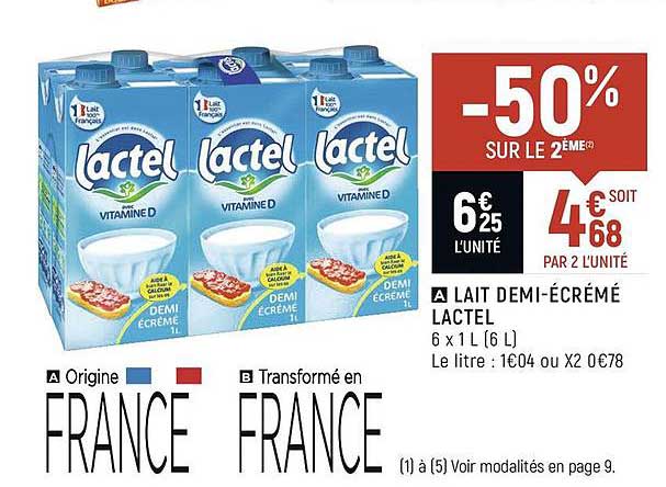 lait demi-écrémé lactel