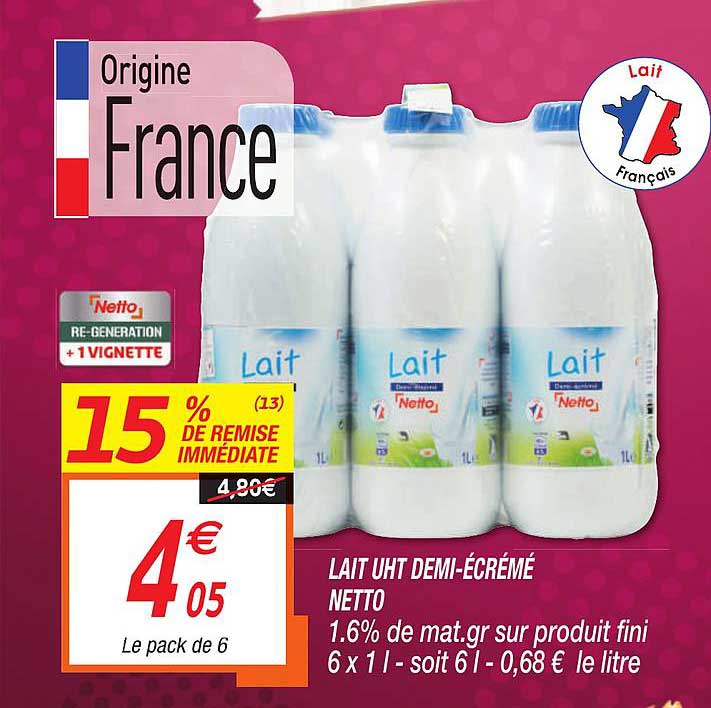 lait uht demi-écrémé netto