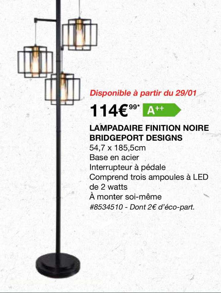 lampadaire finition noire bridgeport designs