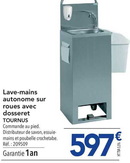 lave-mains autonome sur roues avec dosseret tournus