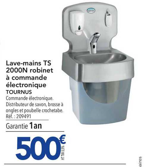 lave-mains ts 2000n robinet à commande électronique tournus