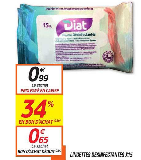 lingettes désinfectantes x15