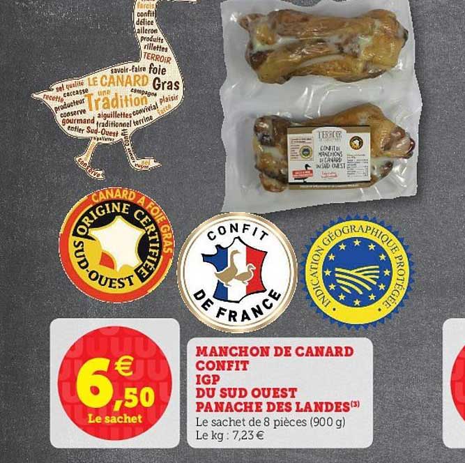 Manchon De Canard Confit Igp Du Sud Ouest Panaché Des Landes