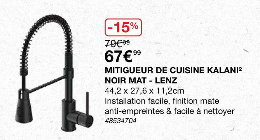 Mitigeur De Cuisine Kalani Noir Mat - Lenz