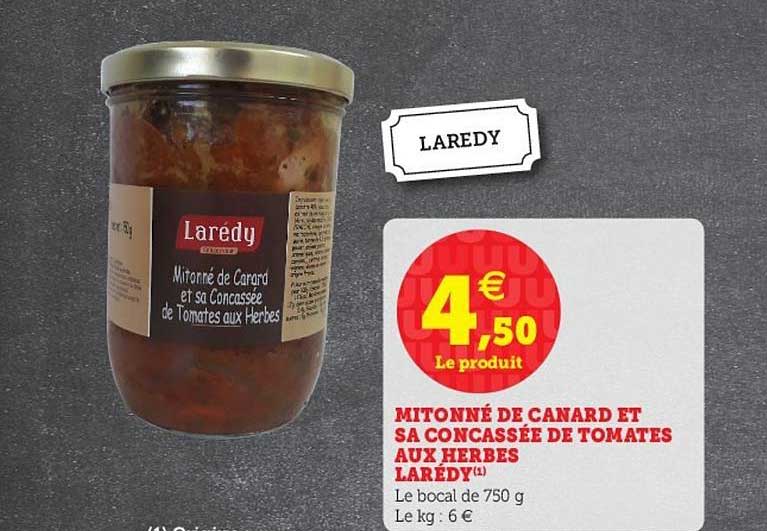 mitonné de canard et sa concassée de tomates aux herbes larédy