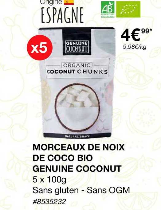 morceaux de noix de coco bio genuine coconut
