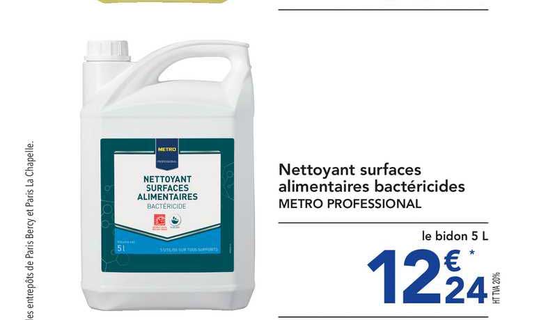 nettoyant surfaces alimentaires bactéricides metro professional