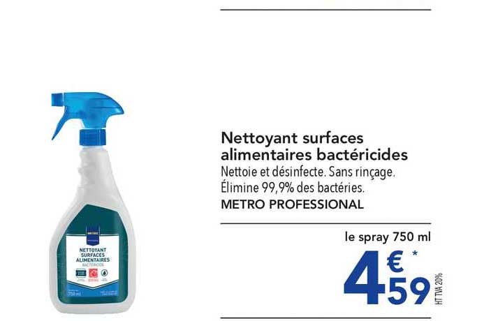 nettoyant surfaces alimentaires bactéricides metro professional