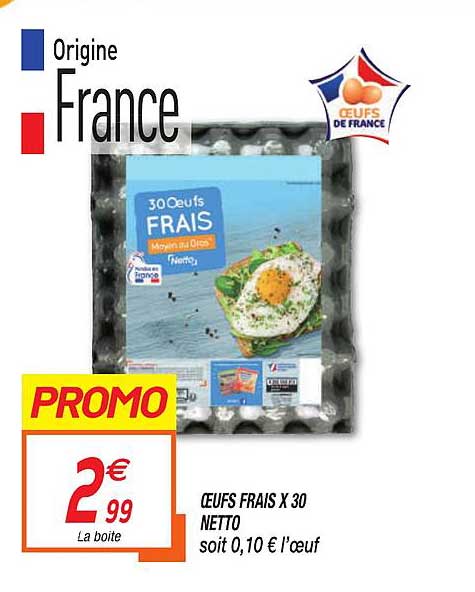 oeufs frais x30 netto