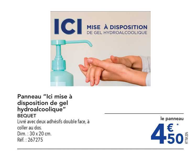 panneau "ici mise à disposition de gel hydroalcoolique" bequet