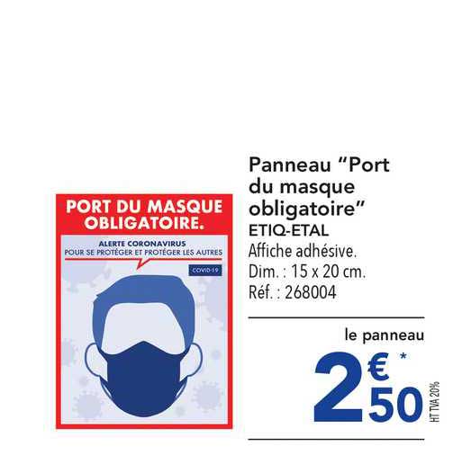 panneau "port du masque obligatoire" etiq-etal