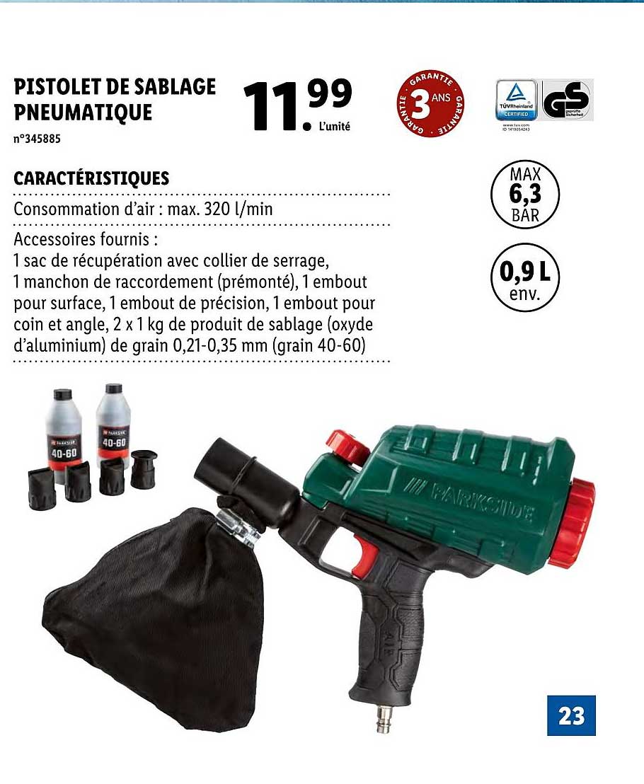 pistolet de sablage pneumatique