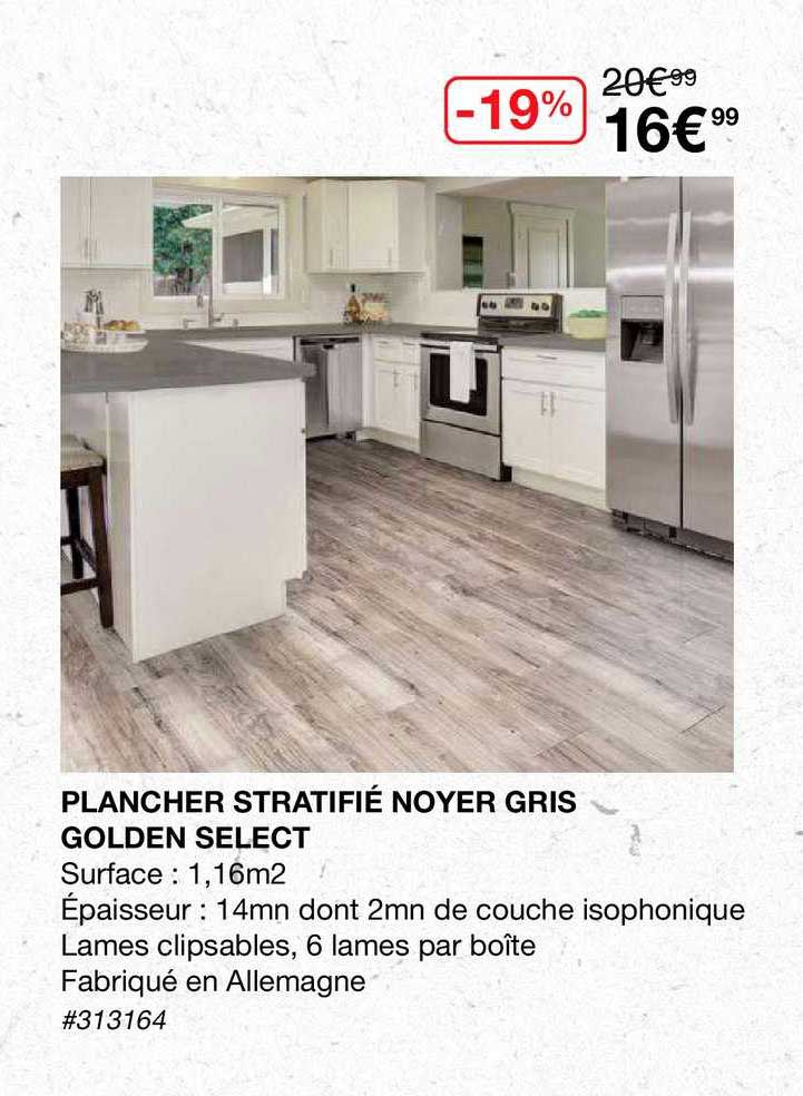 plancher stratifié noyer gris golden select